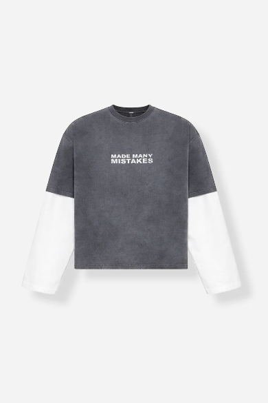 Bénir Made Many Mistakes L/S T-Shirt Charcoal Washed Grey