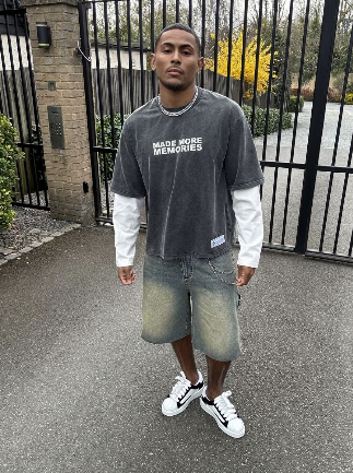 Bénir Made Many Mistakes L/S T-Shirt Charcoal Washed Grey