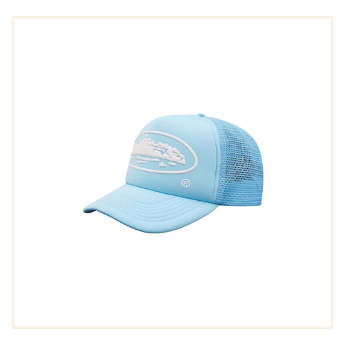 Corteiz Alcatraz Puff Print Trucker Hat Baby Blue