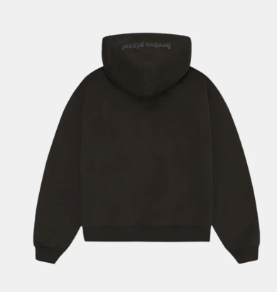 Broken Planet Zip Up Hoodie Soot Black