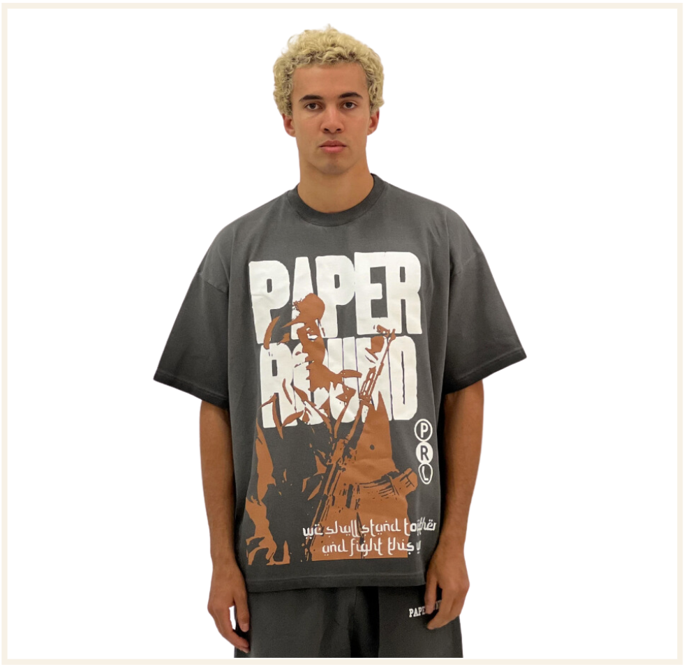 PAPERROUNDLDN GREY WAR TEE