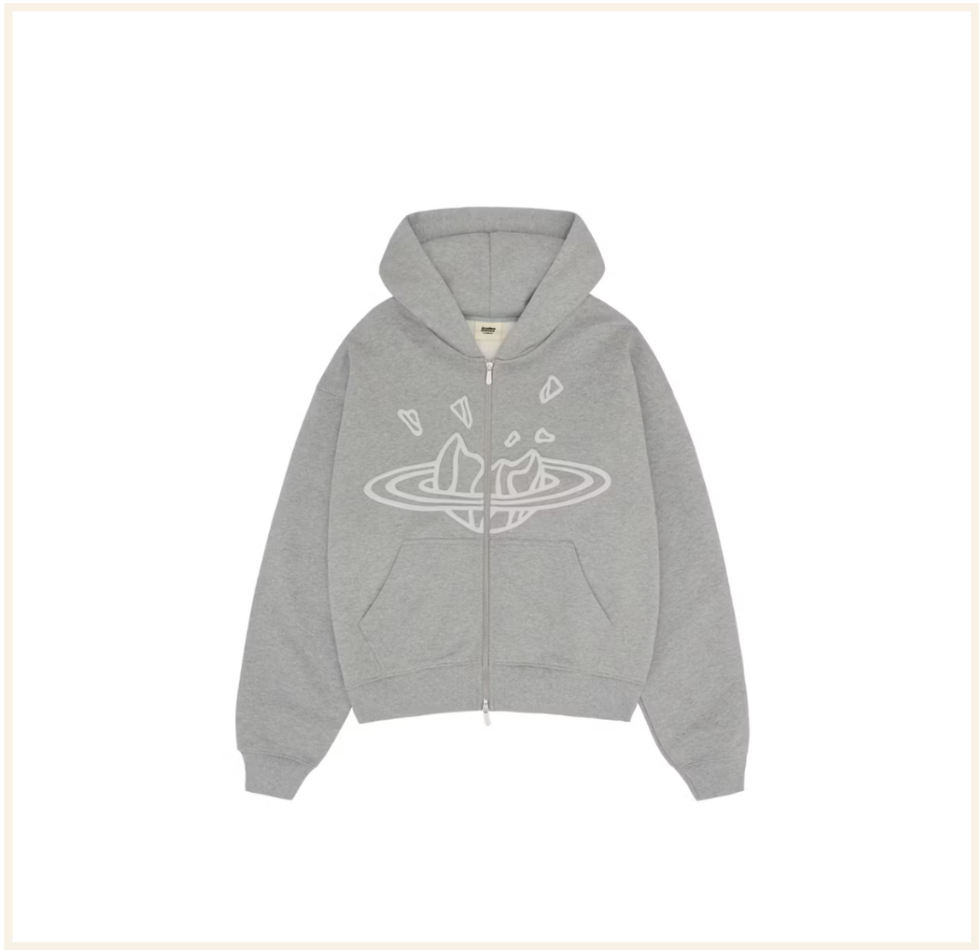 Broken Planet Zip Up Hoodie Heather Grey