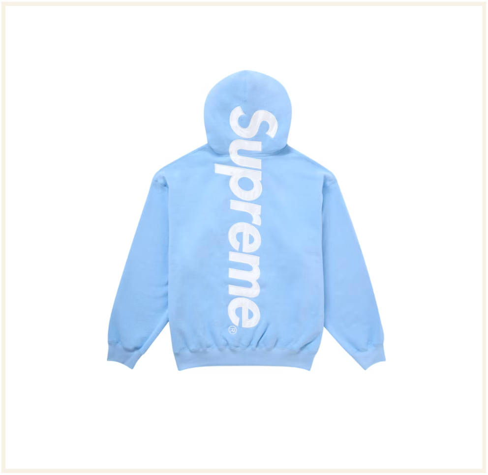 Supreme Satin Applique Hooded Sweatshirt (FW24) Light Blue