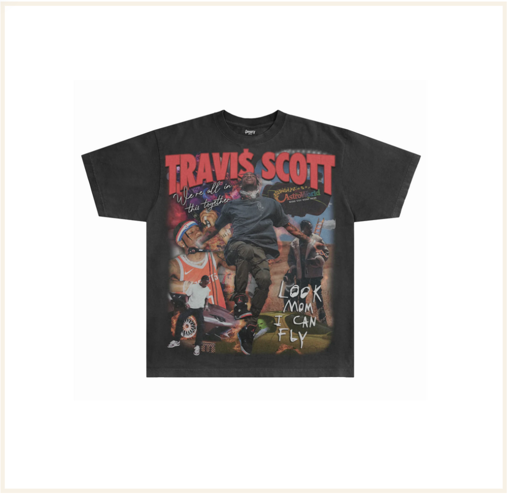 GREAZY TEES - Travis Scott Tee Vintage Black