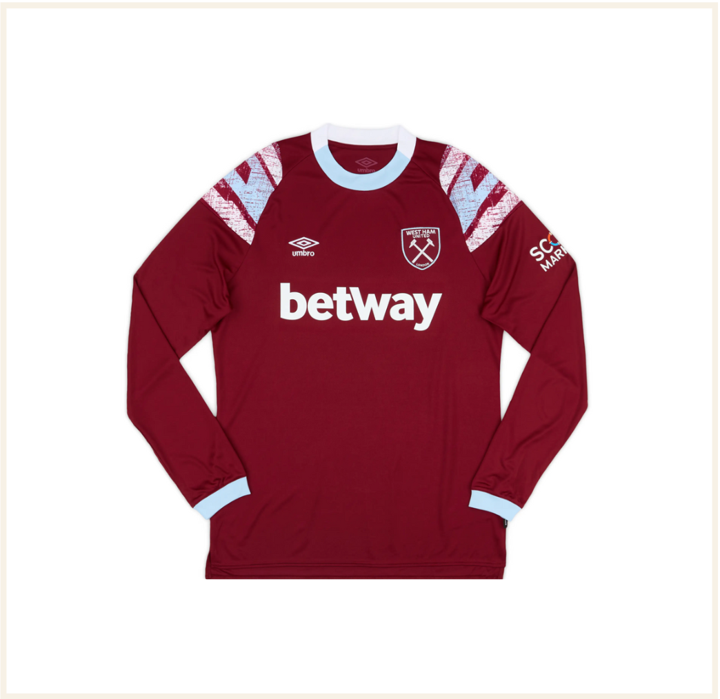 Umbro West Ham Home L/S Shirt 22-23 (Preloved) Small