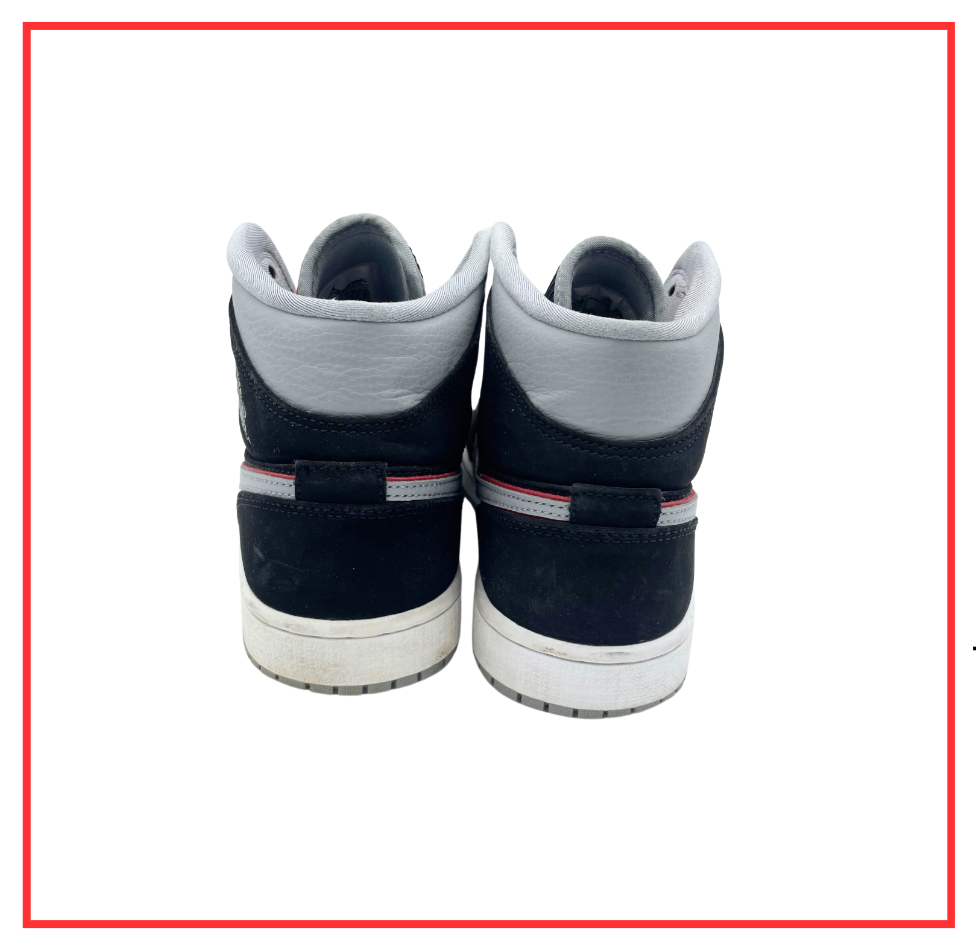 Air Jordan 1 Mid Black Particle Grey Gym Red (Preloved) UK 7