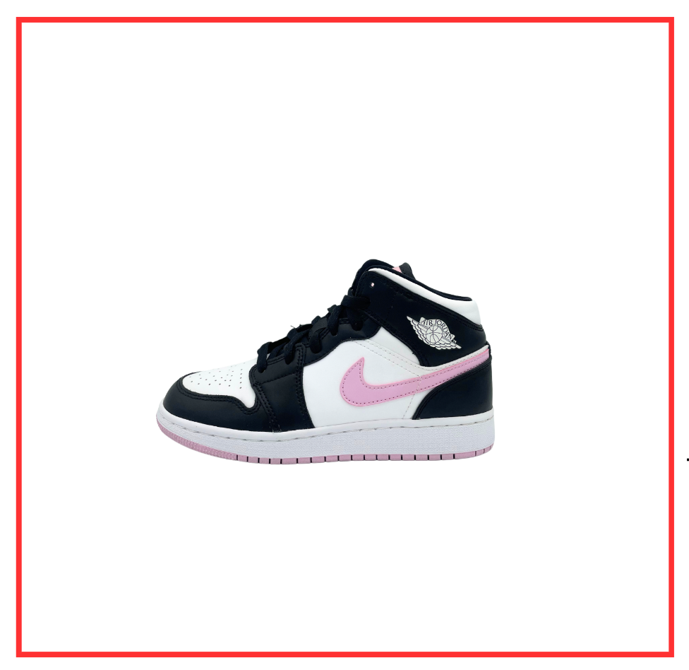 Air Jordan 1 Mid White Black Light Arctic Pink (GS) (Preloved) UK 3