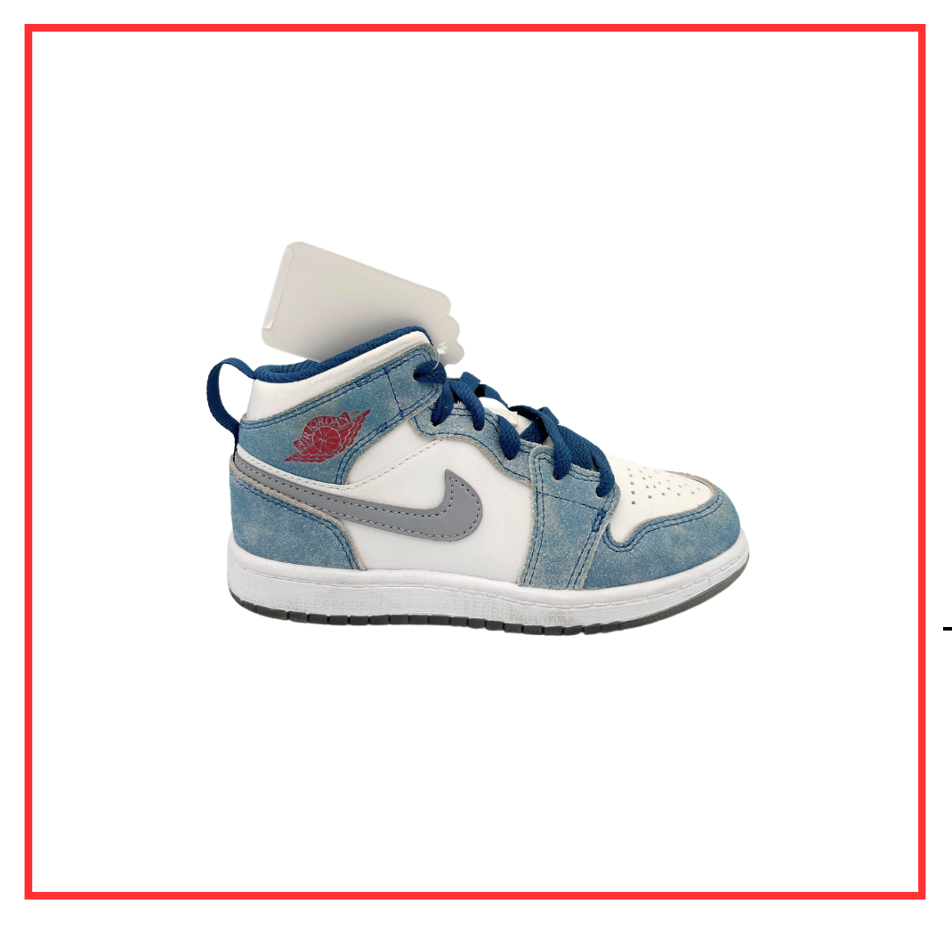 Air Jordan 1 Mid French Blue Fire Red (PS) (Preloved) UK 11.5C