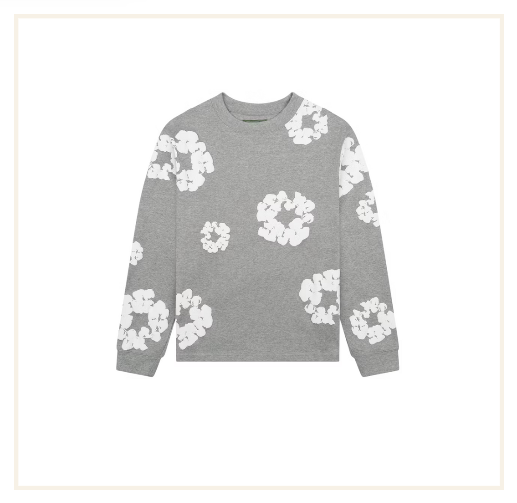 Denim Tears Long Sleeve Cotton Wreath T-shirt Grey