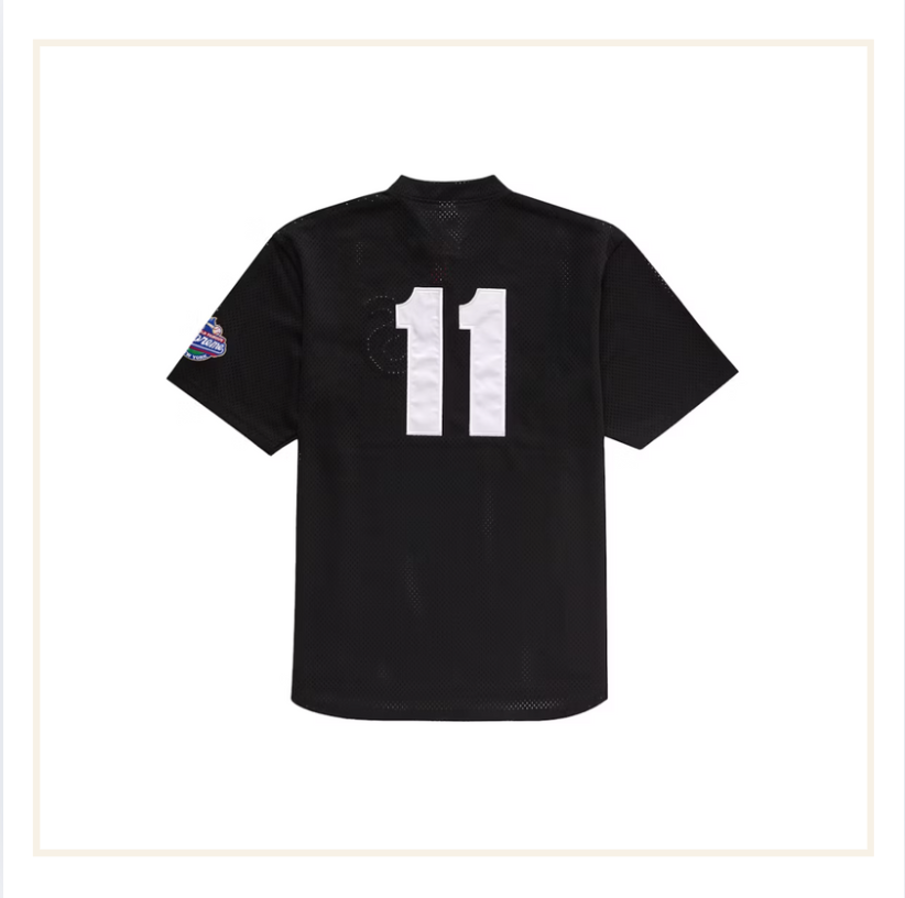 Supreme S Logo Baseball Henley Black