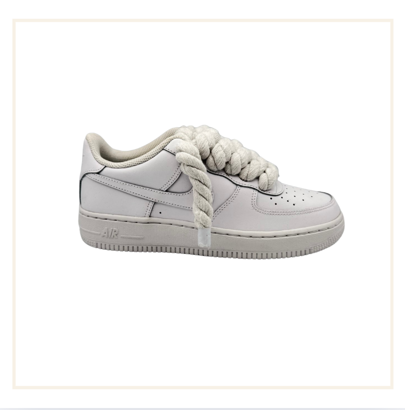 .*.様 Nike Air Force 1 ホワイト ロープシューレース Nike Air Force 1 Low White Rope Lace UK 5 (GS)