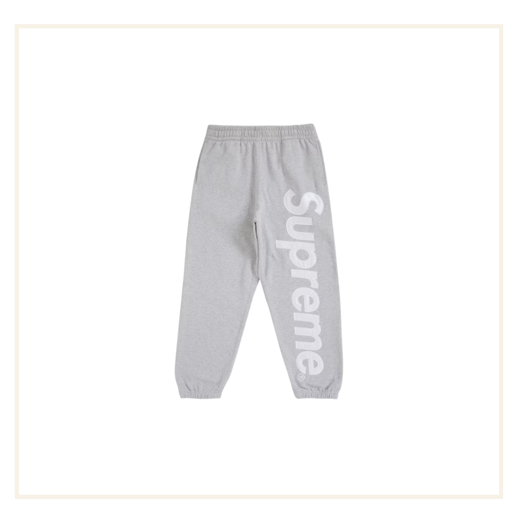 Supreme Satin Applique Hooded Sweatshirt & Jogger (FW25) Grey (Set)