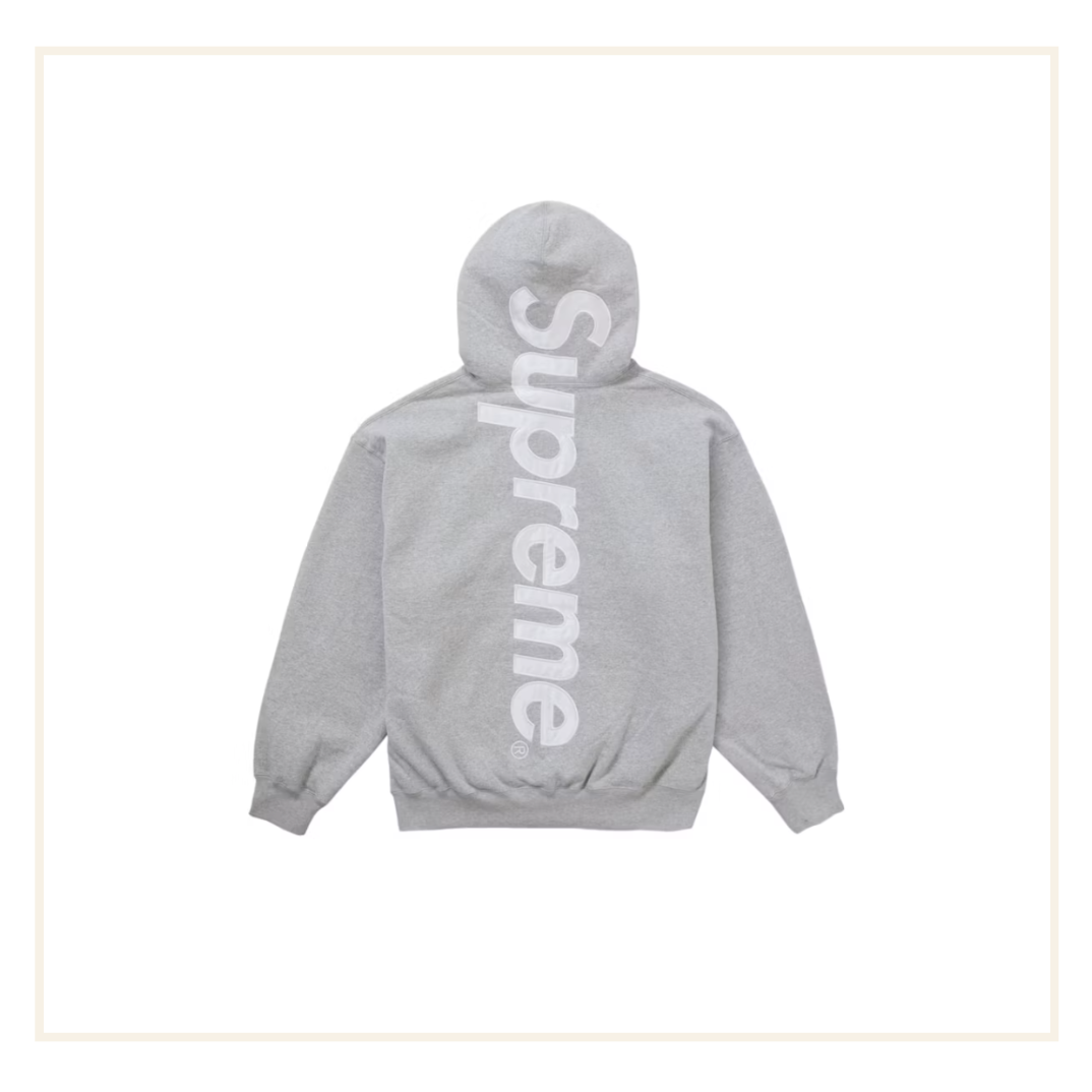 Supreme Satin Applique Hooded Sweatshirt & Jogger (FW25) Grey (Set)