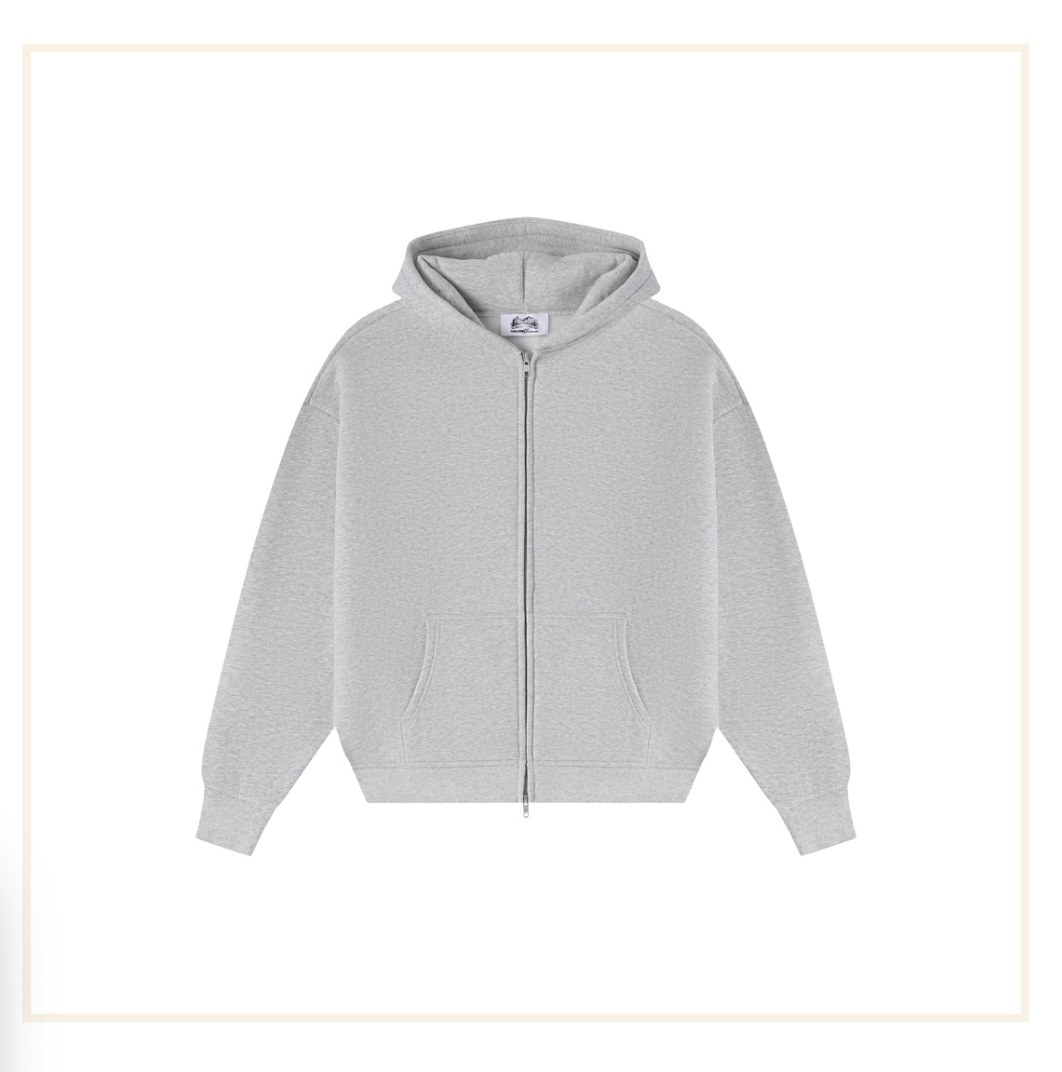 Galore 360 GSM Flower Grey Zip Hoodie