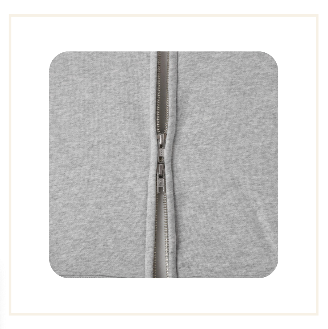 Galore 360 GSM Flower Grey Zip Hoodie