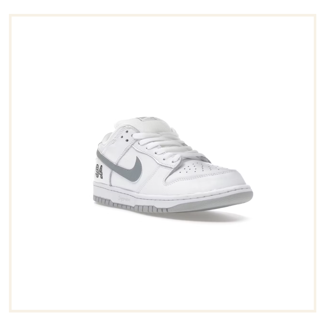 Nike SB Dunk Low Supreme 94 White Metallic Silver
