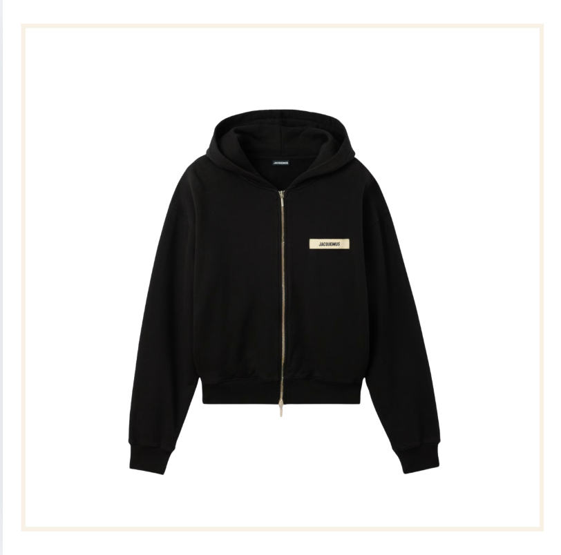 Jacquemus Grosgrain Zip Hoodie Black
