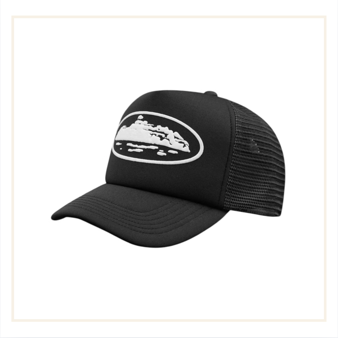 CORTEIZ｜Alcatraz Puff Print メッシュキャップ Corteiz Alcatraz Puff Print Trucker Hat Black White