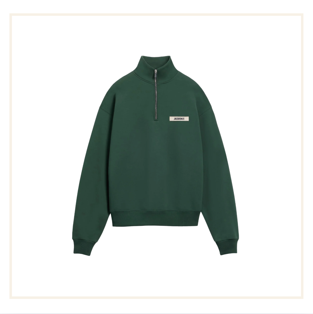 Jacquemus Grosgrain Half Zip Sweatshirt Dark Green
