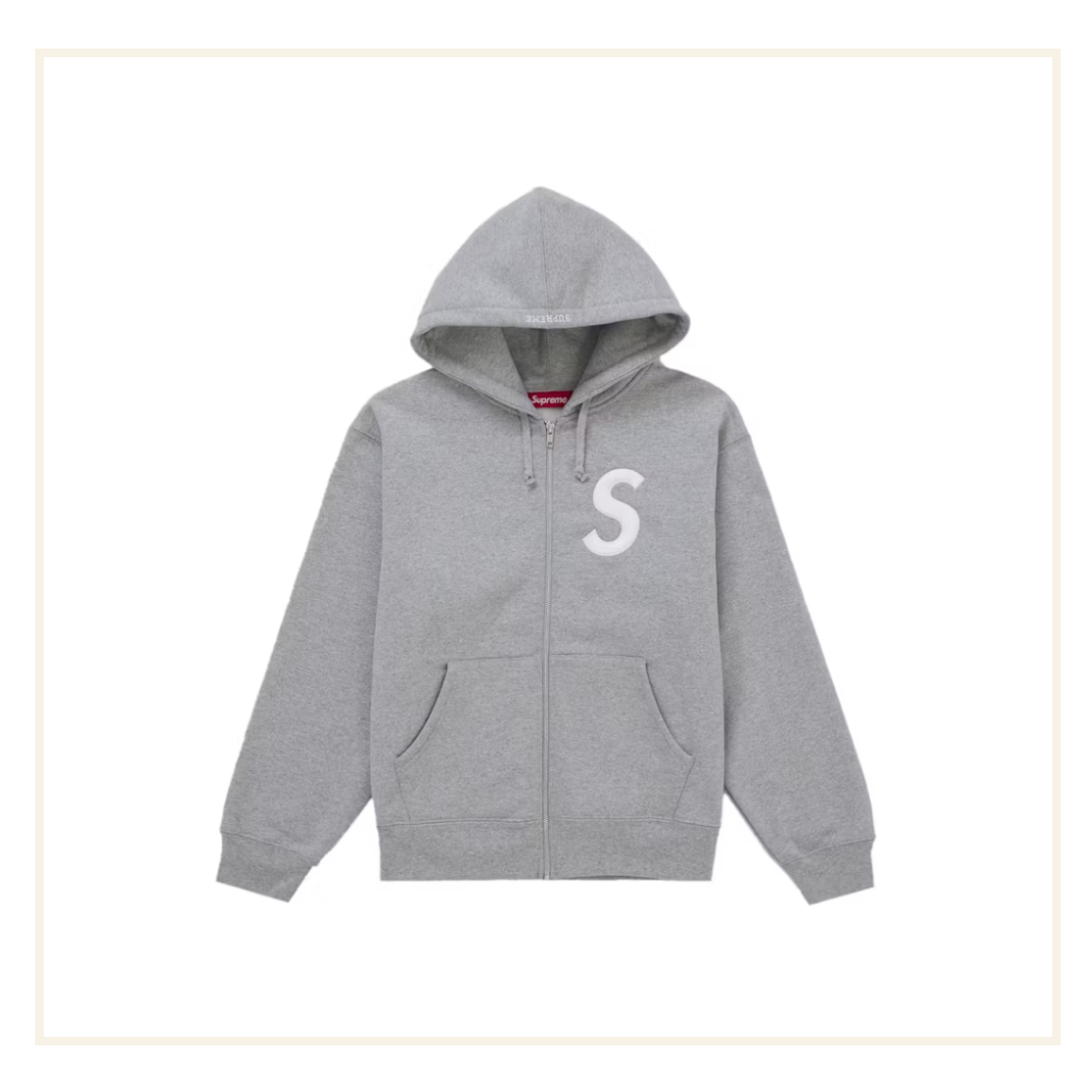 Supreme S Logo Zip Up Hooded Sweatshirt/Sweatpant (FW25) Grey (Set)