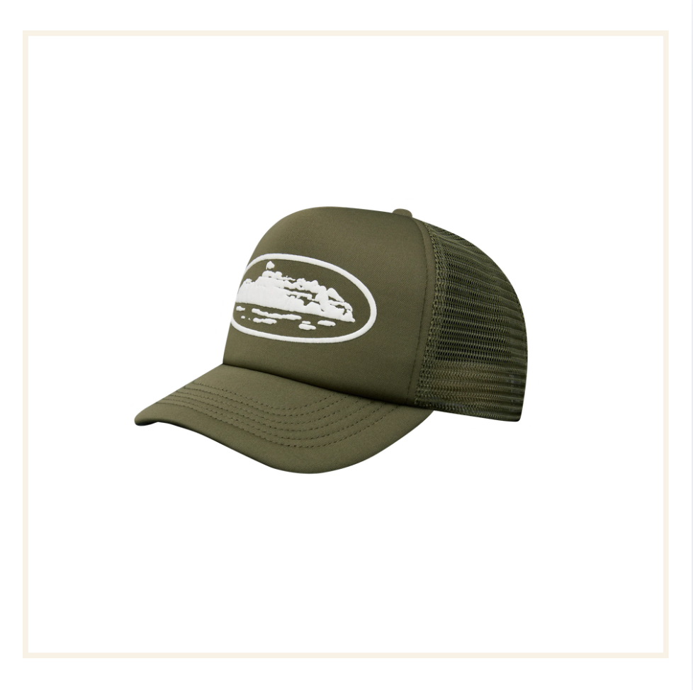 Corteiz Island Puff Print Trucker Hat Olive