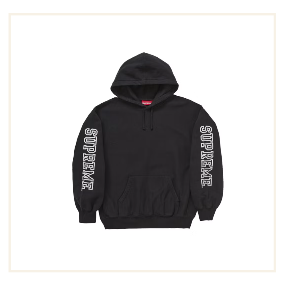 Supreme Collegiate Sleeve Hooded Sweatshirt Black