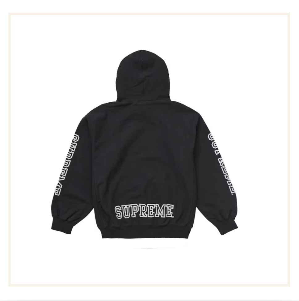 Supreme Collegiate Sleeve Hooded Sweatshirt Black