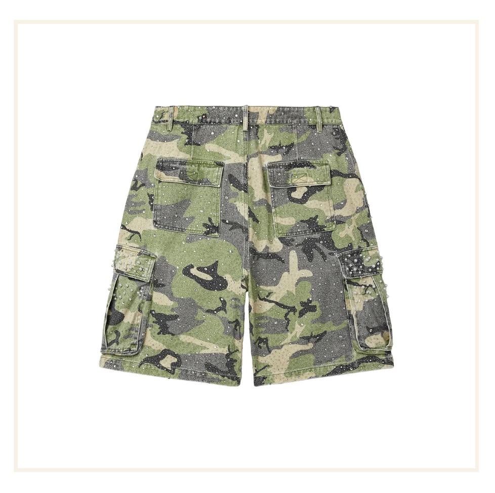 Vale Forever Soulja Camo Jean Shorts Green