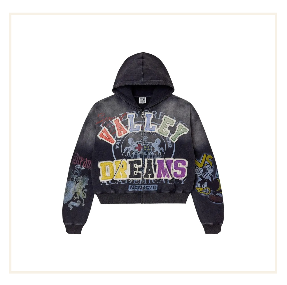 Vale Forever Valley Dreams Blasted Rainbow Zip-Up Hoodie Black