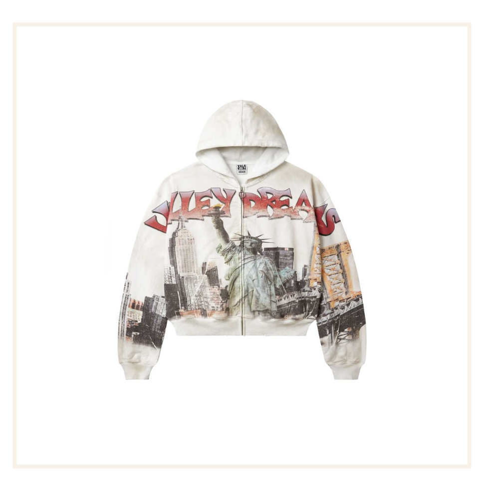 Vale Forever Valley Dreams NYC Zip-Up Hoodie Cream