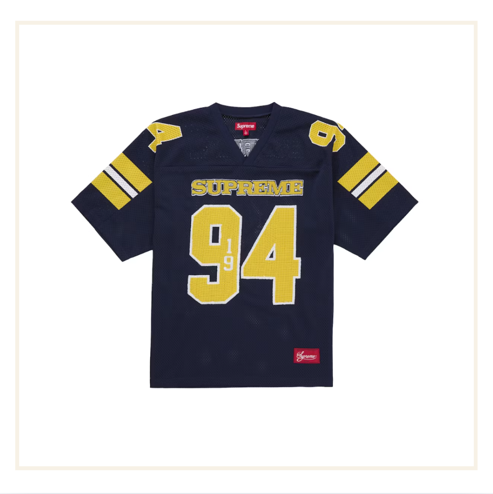 Supreme Sequin Football Jersey Navy Blue