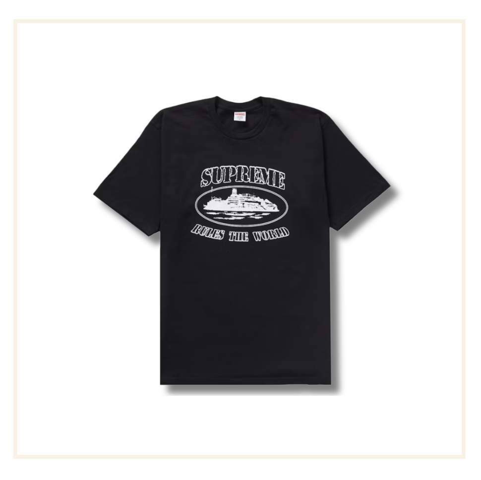 Supreme x Corteiz Rules the World Black Tee