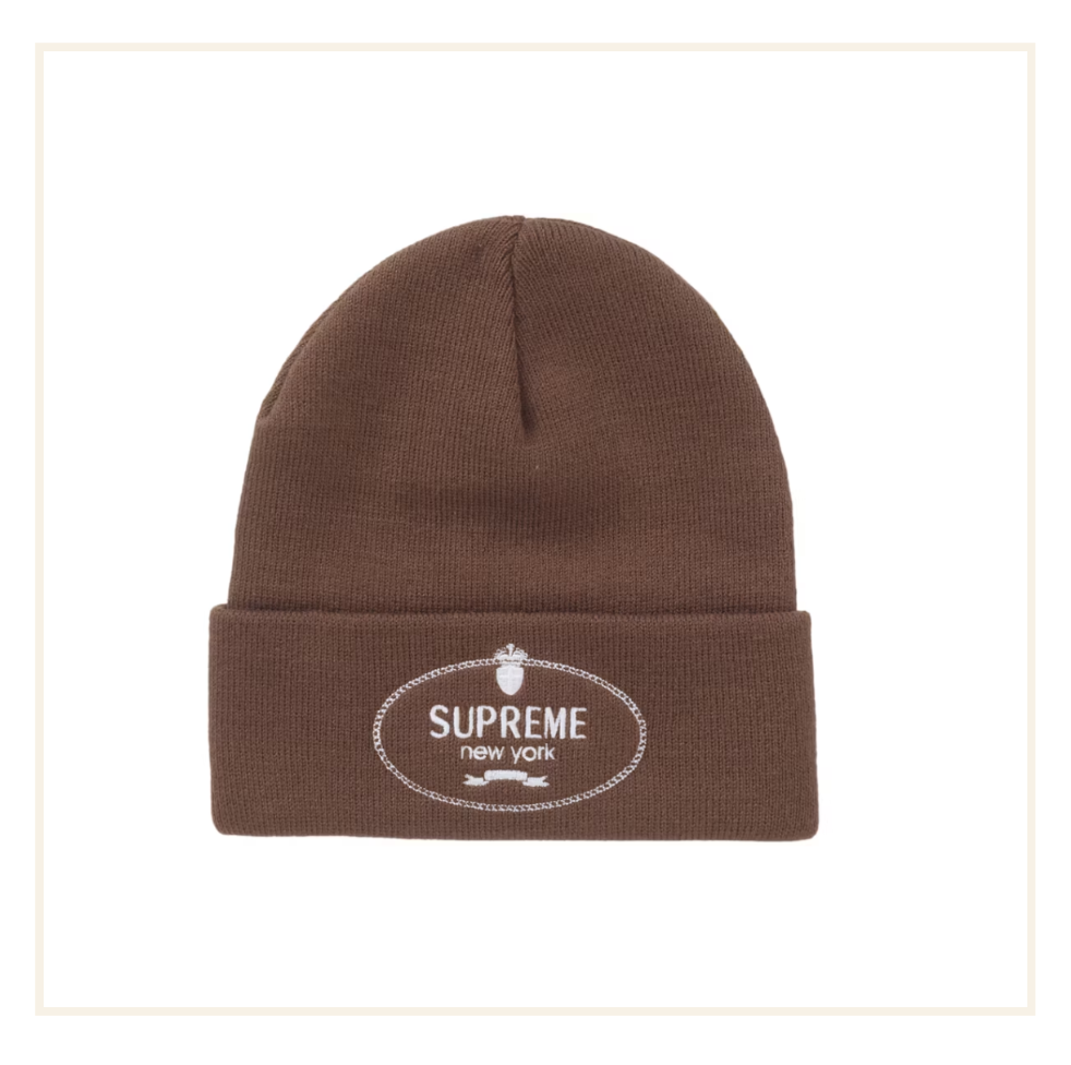 Supreme Crest Beanie Brown