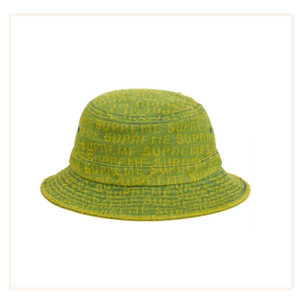 Supreme Needle Punch Denim Crusher Green Bucket Hat