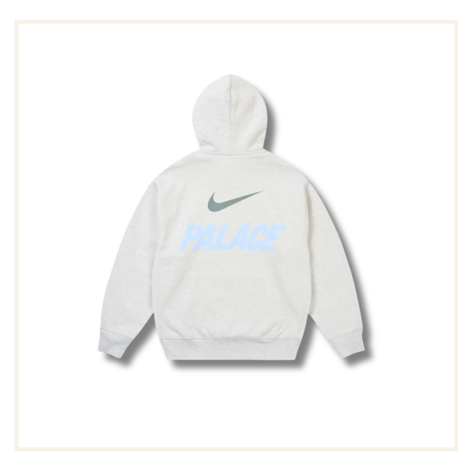 Palace x Nike Font Swoosh Hoodie Grey Marl