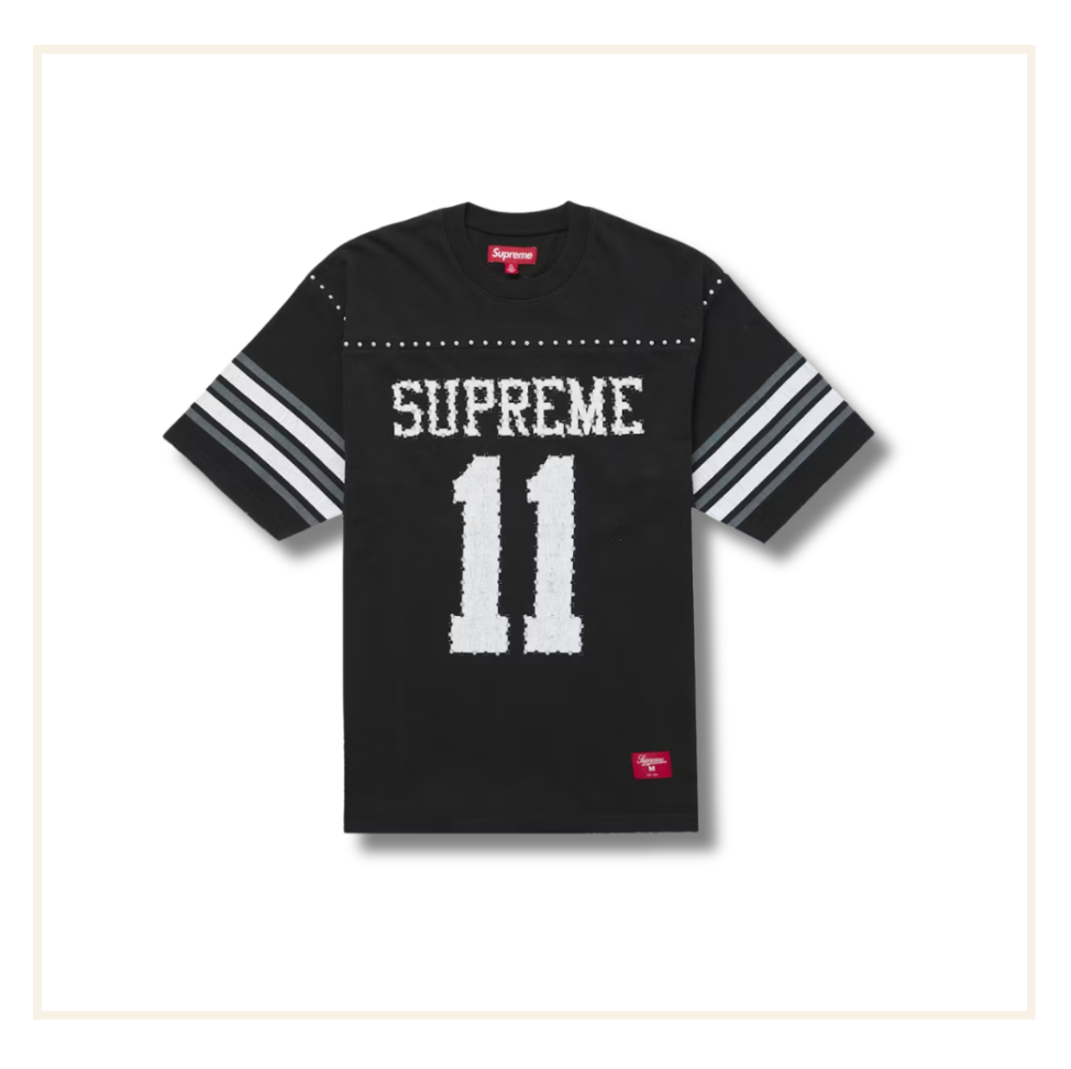Supreme Studded Short Sleeve Football T-Shirt Black