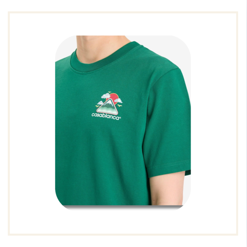 Casablanca Montagne Ondulee Screen Printed Green Jersey T-Shirt