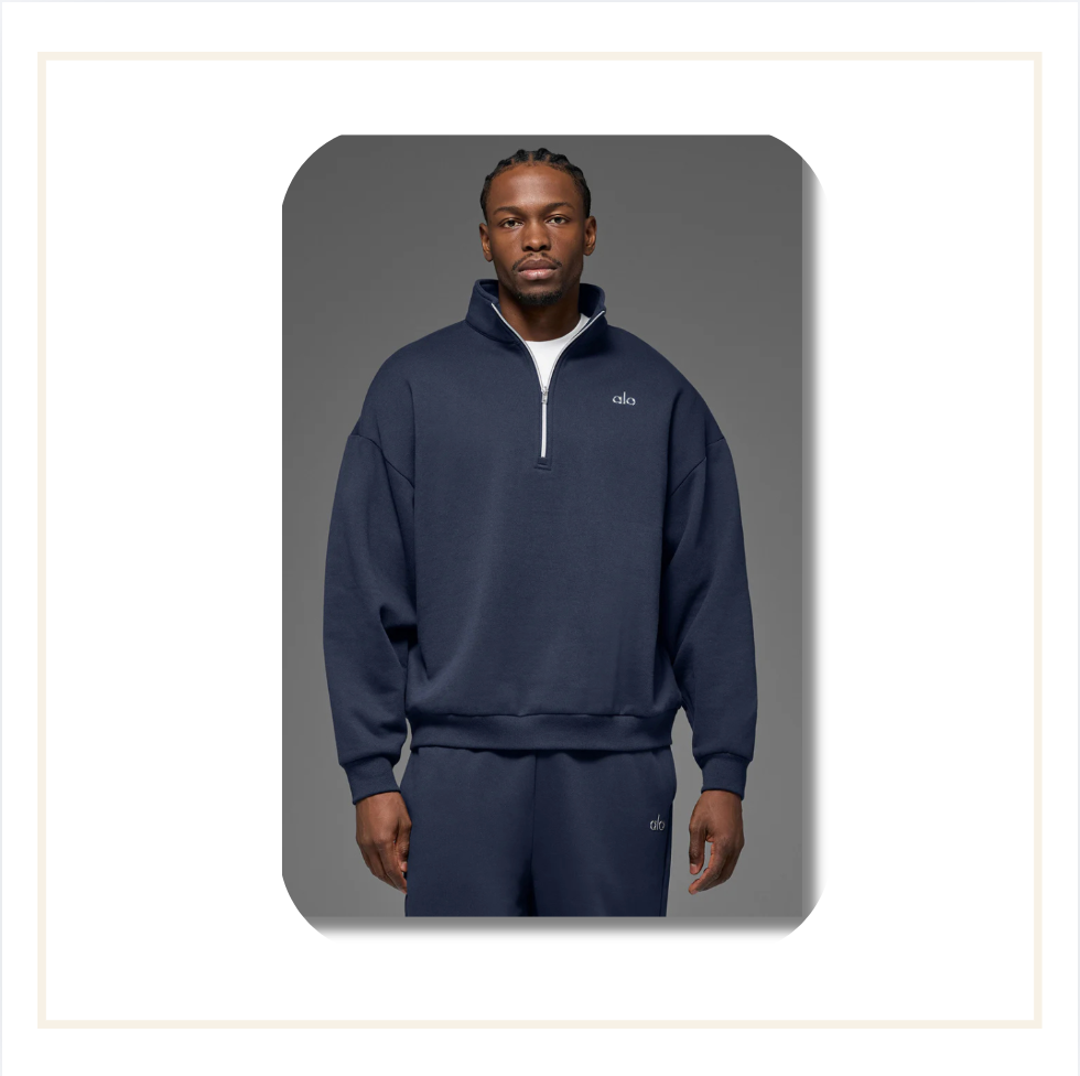 ALO Accolade Quarter Zip Pullover Navy