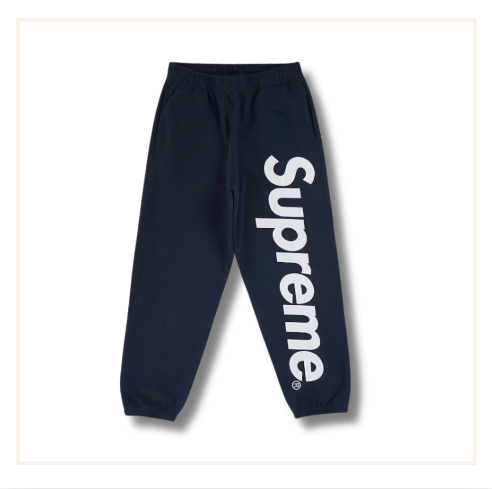 Supreme Satin Applique Hooded Sweatshirt & Sweatpant (FW26) Navy (Set)
