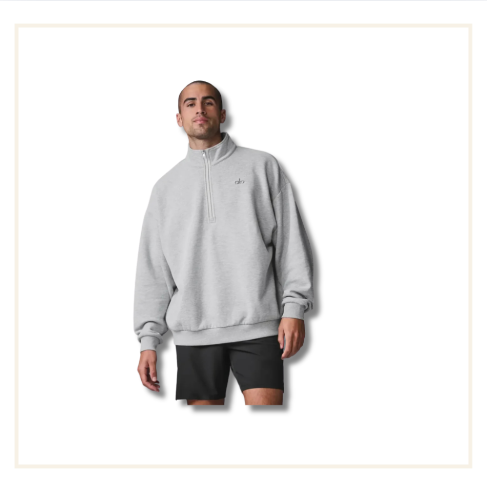 ALO Accolade Quarter Zip Pullover Athletic Heather Grey