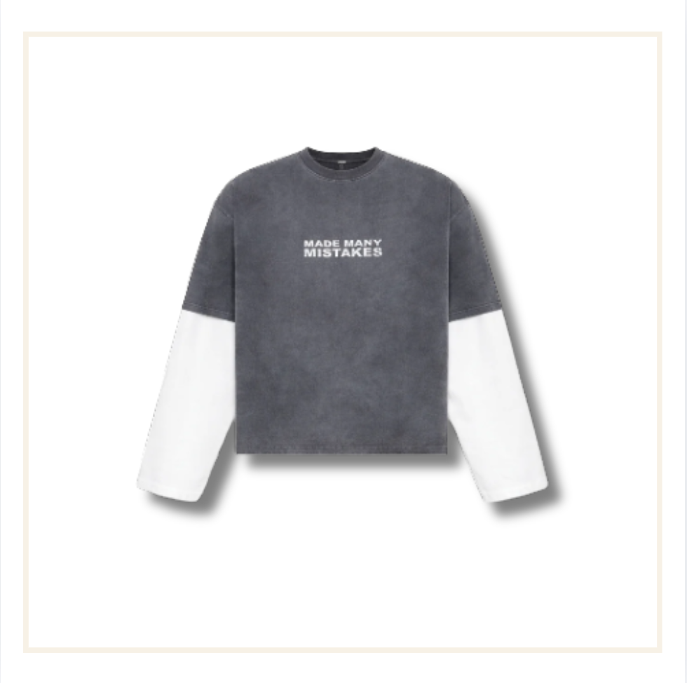 Bénir Made Many Mistakes L/S T-Shirt Charcoal Washed Grey