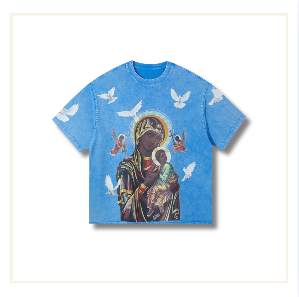 Noissey Black Madonna T-Shirt Washed Blue