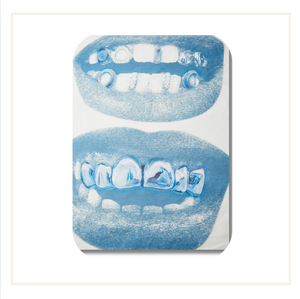 Noissey Blue Lips Grillz Tank Top White