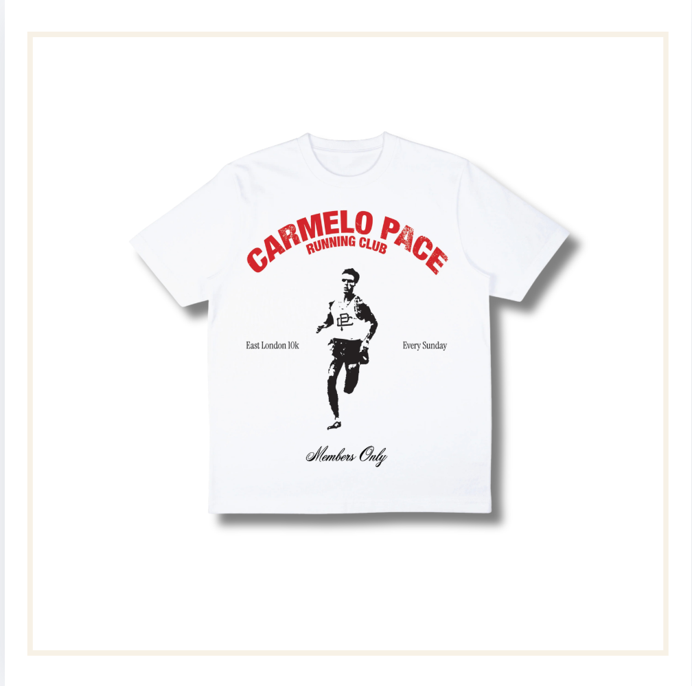 Carmelo Pace Running Members Club T-Shirt White/Red
