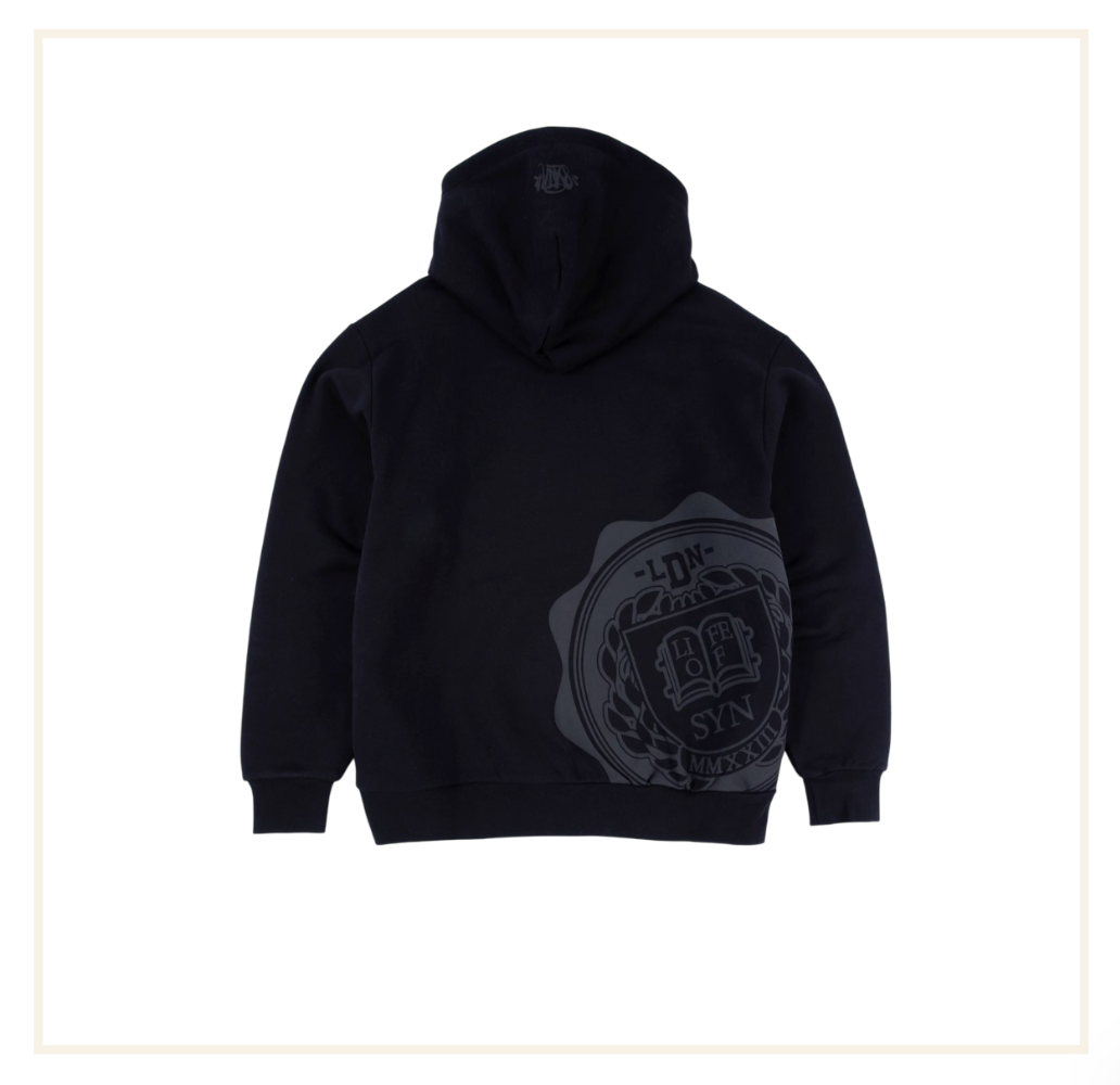 Syna College Hood Black White