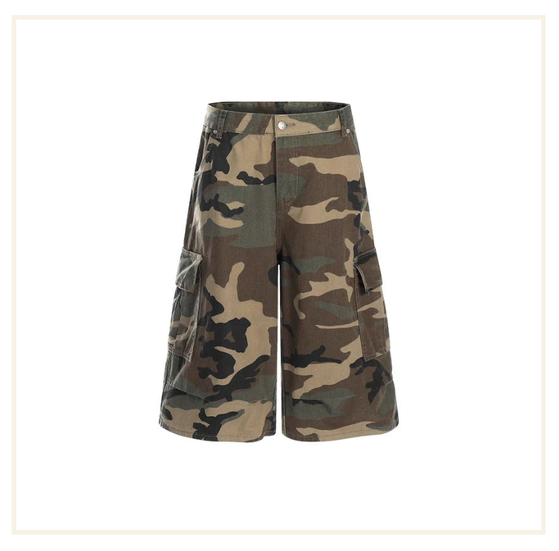 Noissey Straight-Leg Green Camo Jorts