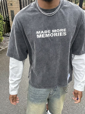 Bénir Made Many Mistakes L/S T-Shirt Charcoal Washed Grey