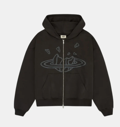 Broken Planet Zip Up Hoodie Soot Black