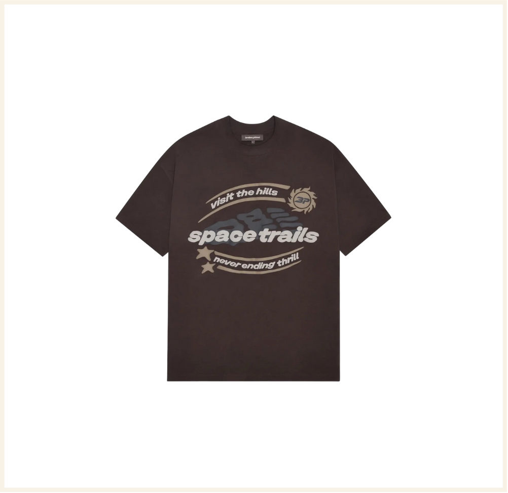 Broken Planet Market T-Shirt 'Space Trails' - Mocha Brown