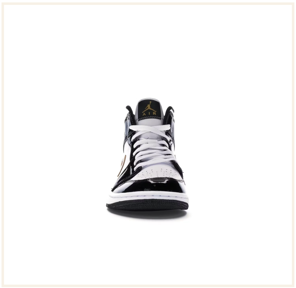 Air Jordan 1 Mid Patent Black White Gold